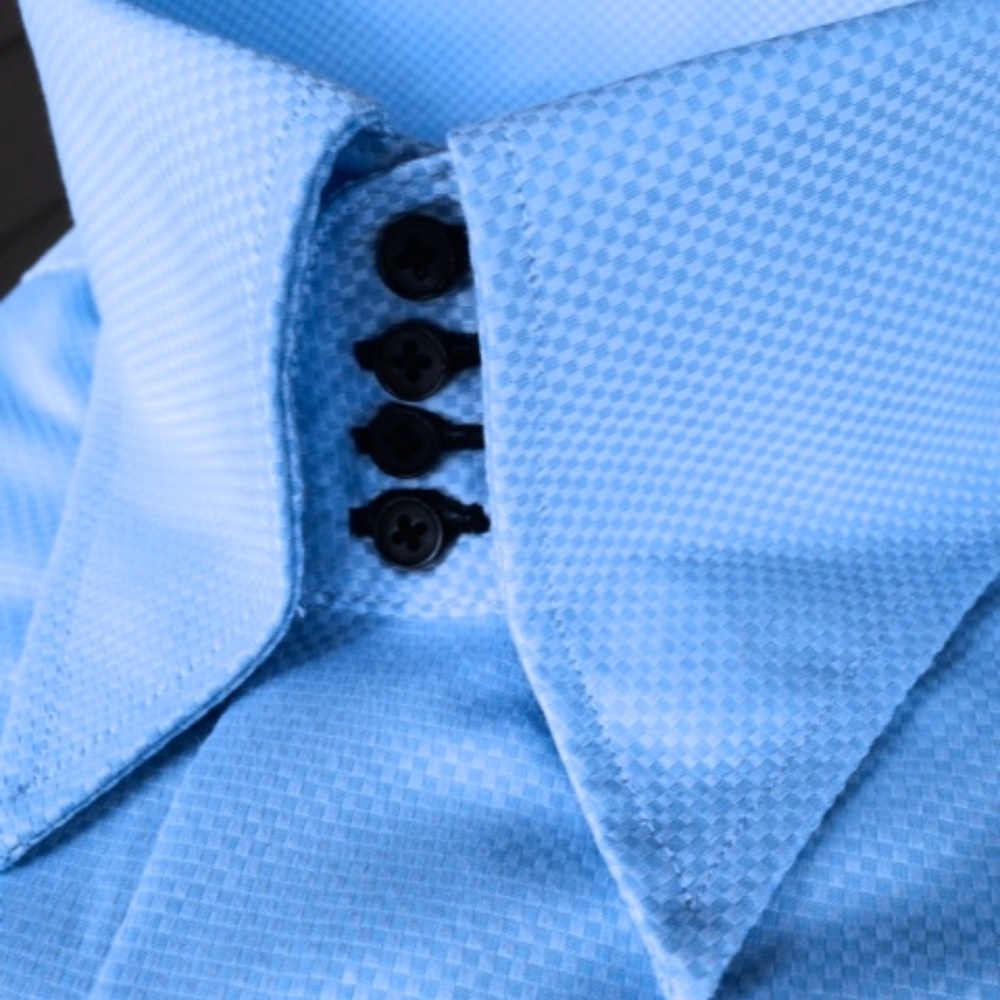 MorCouture Sky Woven High Collar Shirt